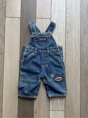 Vintage Faded Baby Glory Denim Short Overalls in Blue 0-3 months